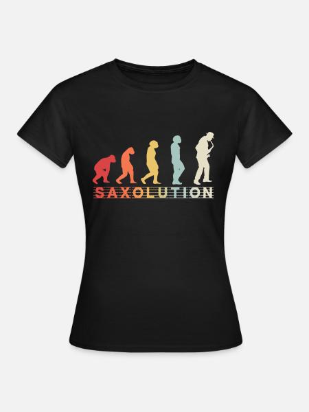 Sax Saxophon Vintage Evolution Jazz Musik Geschenk - Dame-T-shirt - sort