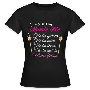 Cadeau Des Petits Enfants Pour Mamie Fée D'Amour - T-shirt Femme - noir - Devant - AI Model Female 172 dark (172cm)