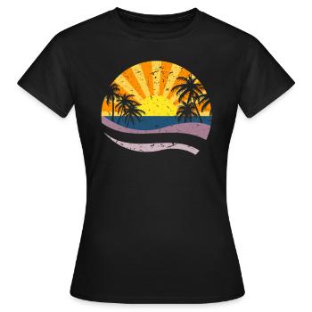 Palmiers et soleil - vacances en été - T-shirt Femme - noir - Devant - AI Model Female 172 dark (172cm)