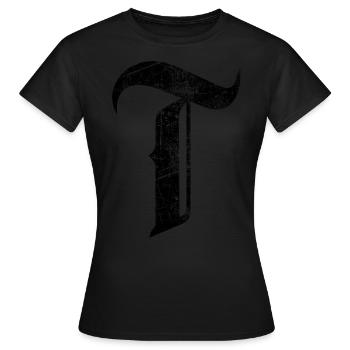 Tshirt alphabet initial T - T-shirt Femme - noir - Devant - AI Model Female 172 dark (172cm)