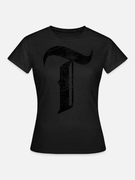 Tshirt alphabet initial T - T-shirt Femme - noir