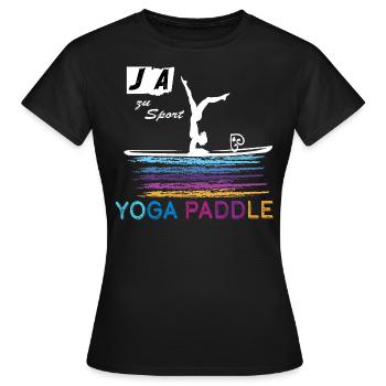 Yoga auf dem Paddle 🧘‍♀️ JA zu Sport Bunt & Stark - Frauen T-Shirt - Schwarz - Vorne - AI Model Female 172 dark (172cm)