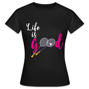 Badminton Damen Sport Geschenk - Frauen T-Shirt - Schwarz - Vorne - AI Model Female 172 dark (172cm)