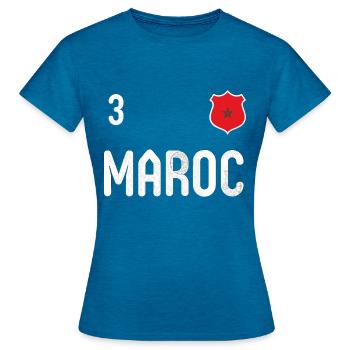 Teeshirt Maroc avec le numéro 3 - T-shirt Femme - bleu saphir antique chiné - Devant - AI Model Female 172 dark (172cm)