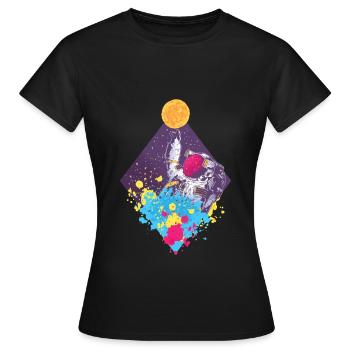 Colorful Spaceman flying - Frauen T-Shirt - Schwarz - Vorne - AI Model Female 172 dark (172cm)