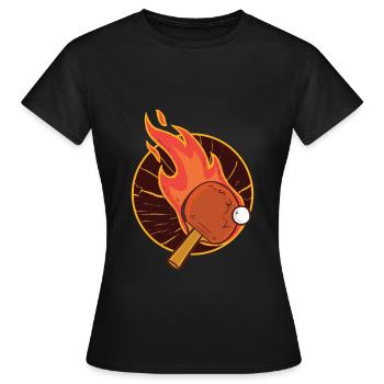 Burning PingPong Tischtennis - Frauen T-Shirt - Schwarz - Vorne - AI Model Female 172 dark (172cm)