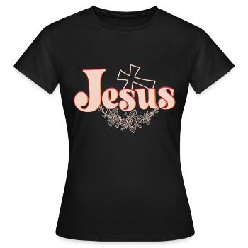Jésus Crucifix - T-shirt Femme - noir - Devant - AI Model Female 172 dark (172cm)