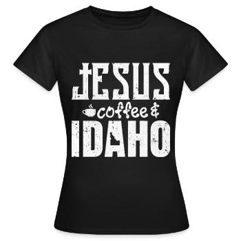 Jesus Kaffee und Idaho - Frauen T-Shirt - Schwarz - Vorne - AI Model Female 172 dark (172cm)