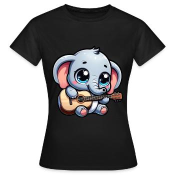 Éléphant Jouant de la guitare Jumbo Melodies Baby Te - T-shirt Femme - noir - Devant - AI Model Female 172 dark (172cm)