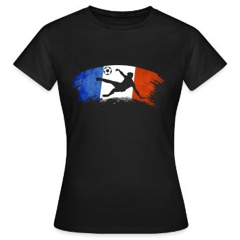 Fußball Frankreich blau weiß weiß fußball - Frauen T-Shirt - Schwarz - Vorne - AI Model Female 172 dark (172cm)