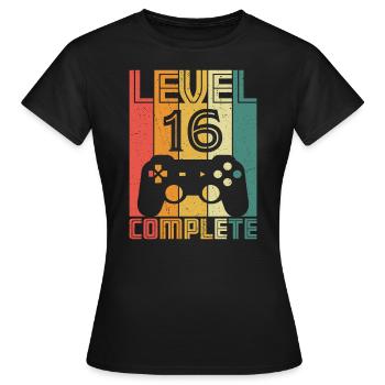 16. Geburtstag Gamer Level 16 Complete 16 Jahre - Frauen T-Shirt - Schwarz - Vorne - AI Model Female 172 dark (172cm)