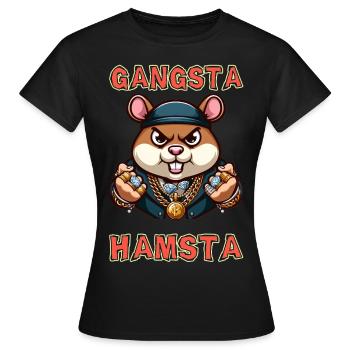 Gangsta Hamsta - Frauen T-Shirt - Schwarz - Vorne - AI Model Female 172 dark (172cm)