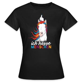 Ich hasse Menschen Pferd Reiterin Damen Geschenk - Frauen T-Shirt - Schwarz - Vorne - AI Model Female 172 dark (172cm)