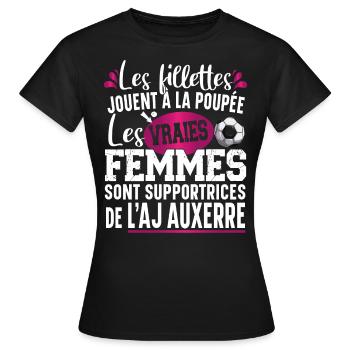 Aj Auxerre Supportrice Football Cadeau Femme Girly - T-shirt Femme - noir - Devant - AI Model Female 172 dark (172cm)