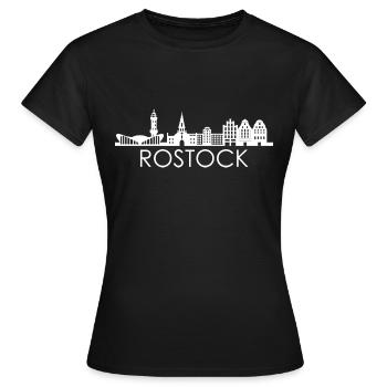 La ville de Rostock Skyline Allemagne Rostock - T-shirt Femme - noir - Devant - AI Model Female 172 dark (172cm)