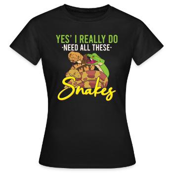 Drôle de serpent python / boa constrictor - T-shirt Femme - noir - Devant - AI Model Female 172 dark (172cm)