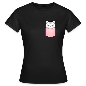 Chat grincheux - chaton - T-shirt Femme - noir - Devant - AI Model Female 172 dark (172cm)