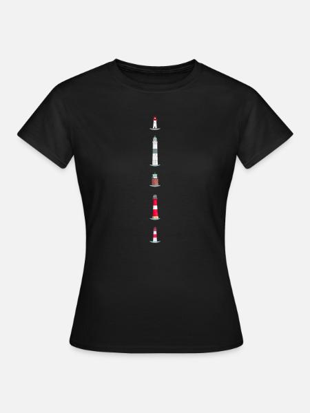 Leuchttürme auf der Insel Sylt - Frauen T-Shirt - Schwarz