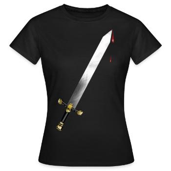 Schwert mit Blut - Frauen T-Shirt - Schwarz - Vorne - AI Model Female 172 dark (172cm)