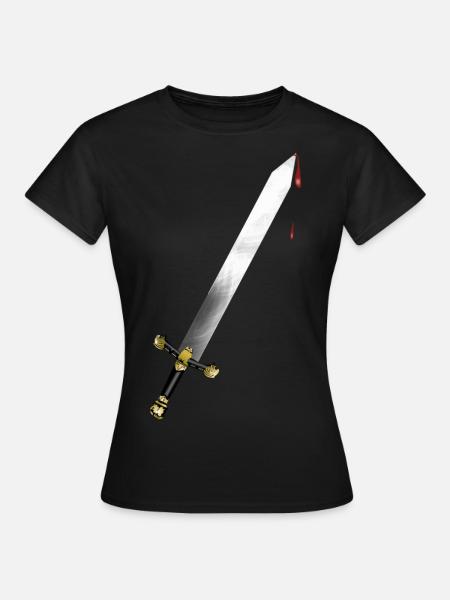 Schwert mit Blut - Frauen T-Shirt - Schwarz