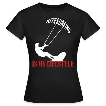 kite surfing boarding gift - Women's T-Shirt - black - Front - AI Model Female 172 dark (172cm)