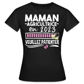 2023 Maman Agricultrice Agriculture Naissance - T-shirt Femme - noir - Devant - AI Model Female 172 dark (172cm)
