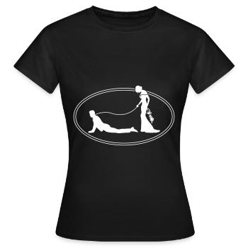 Hochzeit Brautpaar Leine - Frauen T-Shirt - Schwarz - Vorne - AI Model Female 172 dark (172cm)
