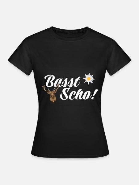 Basst Scho | Trachten Hirsch - Frauen T-Shirt - Schwarz