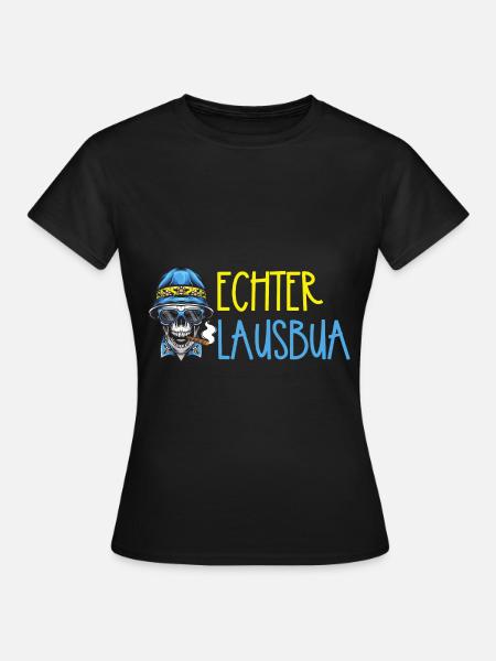 Lausbua Lausbub Lederhosen Trachten - Frauen T-Shirt - Schwarz