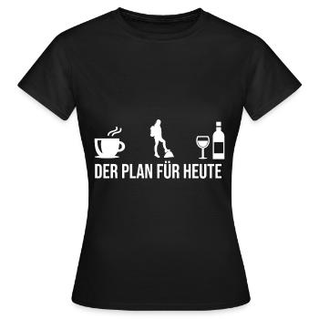 Mein Plan Wandern Bergsteigen | Hiking Wein Spruch - Frauen T-Shirt - Schwarz - Vorne - AI Model Female 172 dark (172cm)
