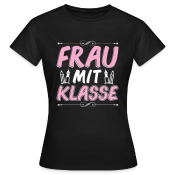 Frau mit Klasse Lehrerinnen Geschenk - Frauen T-Shirt - Schwarz - Vorne - AI Model Female 172 dark (172cm)