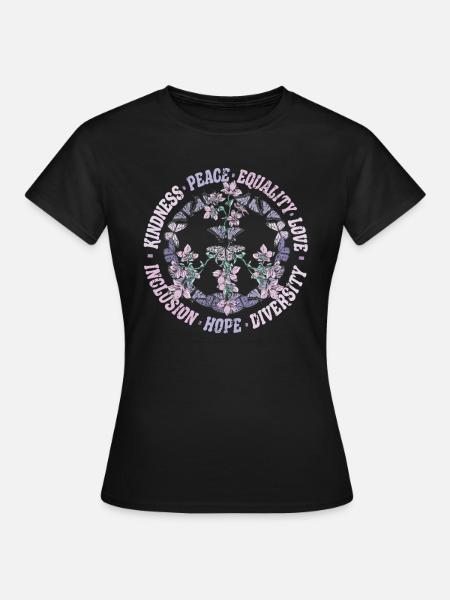 Vielfalt Gleichheit Liebe Frieden Menschenrechte - Frauen T-Shirt - Schwarz