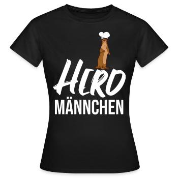 Herdmännchen Koch Kochschürze Hobbykoch Küche - Frauen T-Shirt - Schwarz - Vorne - AI Model Female 172 dark (172cm)