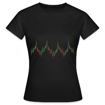 Heartbeat Candlestick Chart Exchange Stock Market - T-shirt Femme - noir - Devant - AI Model Female 172 dark (172cm)