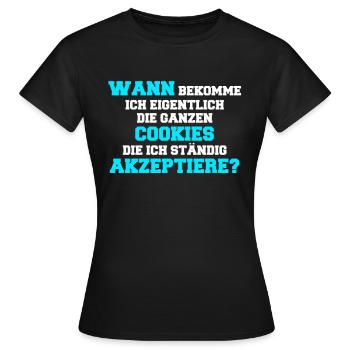 Cookies internet computer online website - Frauen T-Shirt - Schwarz - Vorne - AI Model Female 172 dark (172cm)