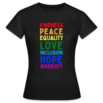 lgbtq, lgbt, gay pride, schwul, regenbogen, pride - Frauen T-Shirt - Schwarz - Vorne - AI Model Female 172 dark (172cm)