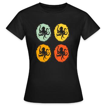 poulpe poulpe mer vie marine animal poulpe - T-shirt Femme - noir - Devant - AI Model Female 172 dark (172cm)