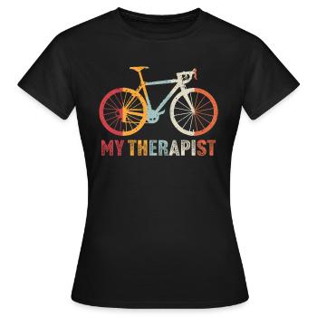 Mein Therapeut Radfahren T-Shirt Radfahren - Frauen T-Shirt - Schwarz - Vorne - AI Model Female 172 dark (172cm)