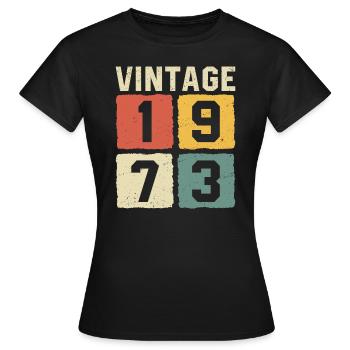 Millésime 1973 Né en 1973 - T-shirt Femme - noir - Devant - AI Model Female 172 dark (172cm)