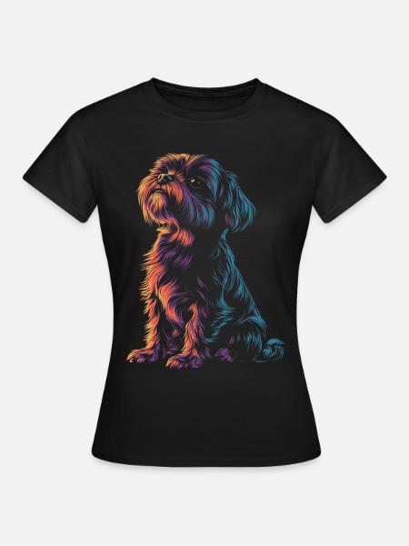 Farbenfroher Shi Tzu - Frauen T-Shirt - Schwarz