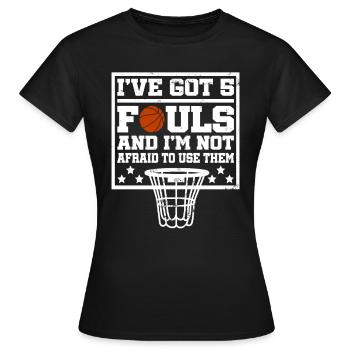 Hoops Basketball Player Streetball Hooping 5 Fouls - Women's T-Shirt - black - Front - AI Model Female 172 dark (172cm)