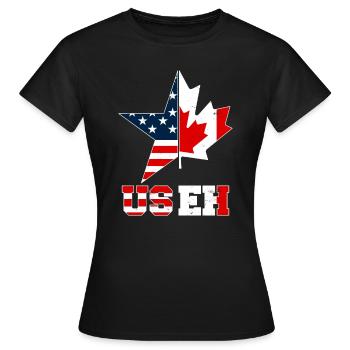US EH Leaf USEH Canadien Américain Canada Drapeau des États-Unis - T-shirt Femme - noir - Devant - AI Model Female 172 dark (172cm)