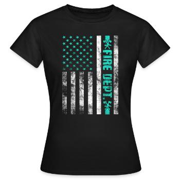 Service d’incendie Pompier Pompier Lutte contre les incendies - T-shirt Femme - noir - Devant - AI Model Female 172 dark (172cm)