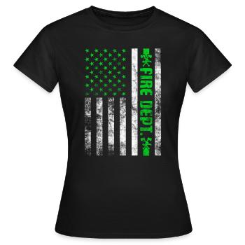 Service d’incendie Pompier Pompier Lutte contre les incendies - T-shirt Femme - noir - Devant - AI Model Female 172 dark (172cm)