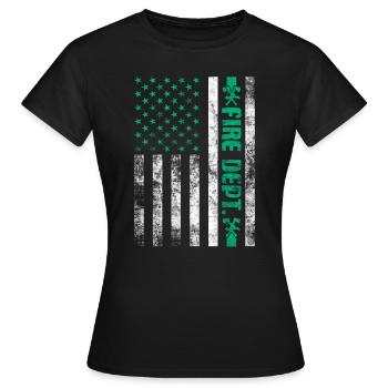 Service d’incendie Pompier Pompier Lutte contre les incendies - T-shirt Femme - noir - Devant - AI Model Female 172 dark (172cm)