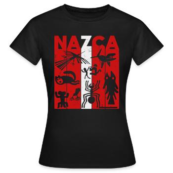 Nazca Lines | Ancient Astronaut Peru Geoglyphs - Women's T-Shirt - black - Front - AI Model Female 172 dark (172cm)
