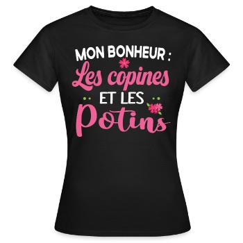 Amie femme. Cadeau amitié pote. Copine girly - T-shirt Femme - noir - Devant - AI Model Female 172 dark (172cm)