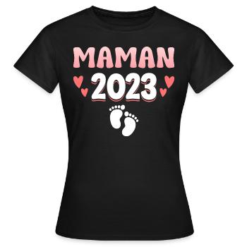 Grossesse Femme Enceinte - Future Maman 2023 - T-shirt Femme - noir - Devant - AI Model Female 172 dark (172cm)