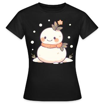 Süßer Weihnachts Schneemann - Festtags-Design - Frauen T-Shirt - Schwarz - Vorne - AI Model Female 172 dark (172cm)