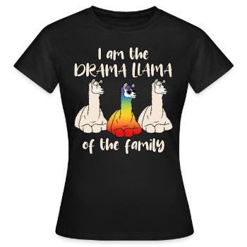 Drame lama arc-en-drame lama de la famille - T-shirt Femme - noir - Devant - AI Model Female 172 dark (172cm)